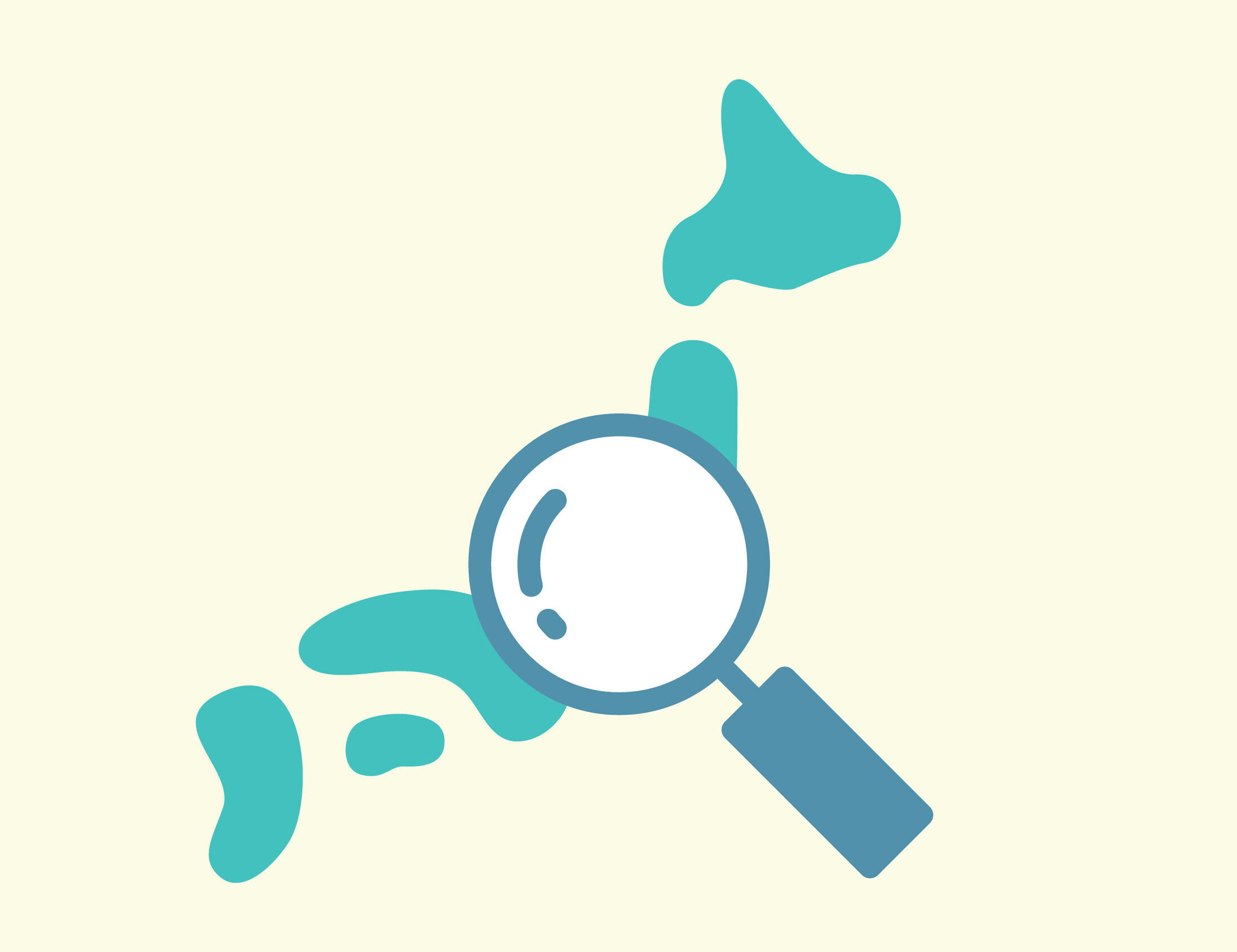 日本地図と虫眼鏡のカラーとモノクロアイコンセット